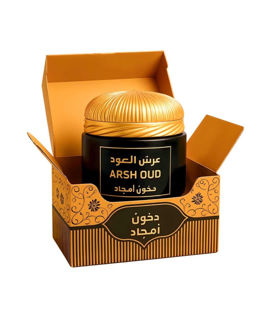 دخون أمجاد No.3 من عرش العود – بخور فاخر سلطاني مصنوع بعناية لعشاق الدخون الفاخر في سلطنة عمان.