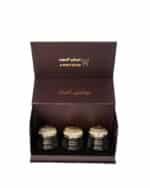 كولكشن أمجاد NO.1 من عرش العود يقدم بوكس دخون فخم يحتوي على دخون شموع، دخون جعد، ودخون فرنسي بروائح ثابتة وفاخرة.